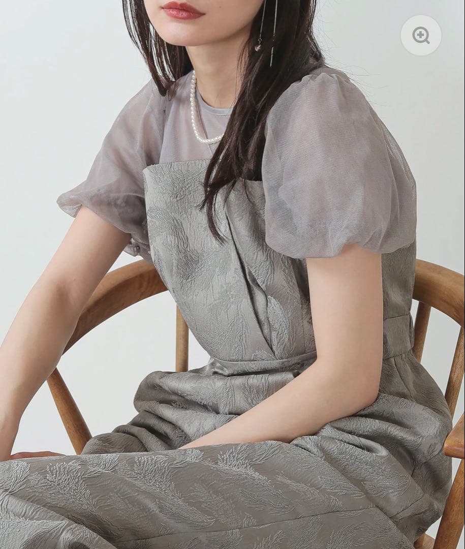 kana チュール パフスリーブ オールインワン ワイドパンツ ドレス