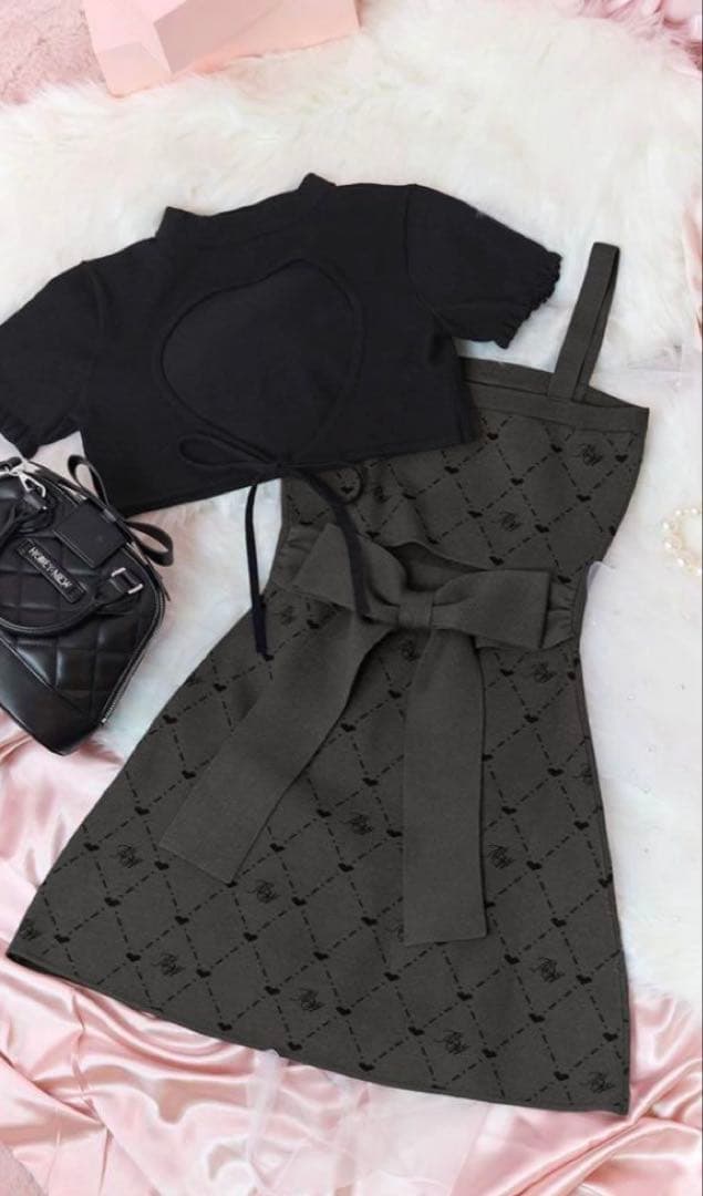 ハニーミュウ HWモノグラムアンサンブルワンピース グレー F