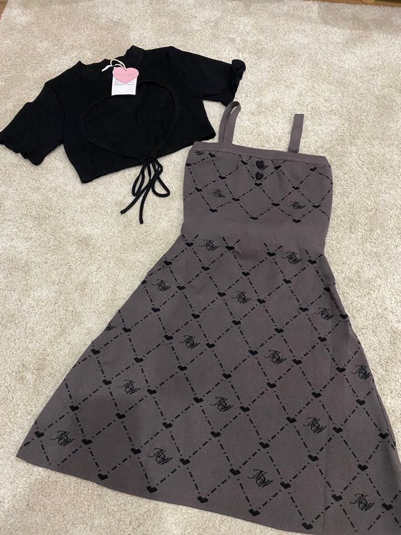 ハニーミュウ HWモノグラムアンサンブルワンピース グレー F