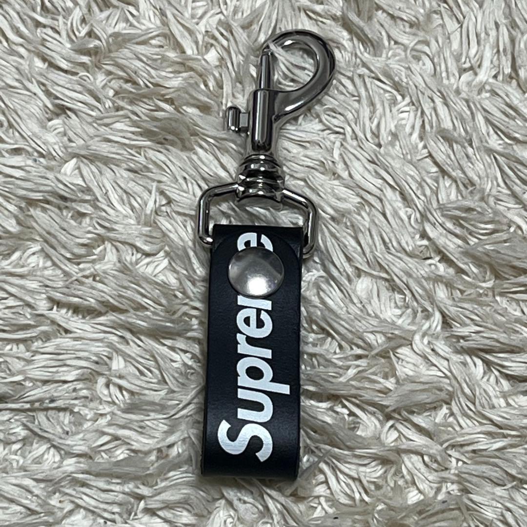 Supreme 黒 レザー キーホルダー　美品