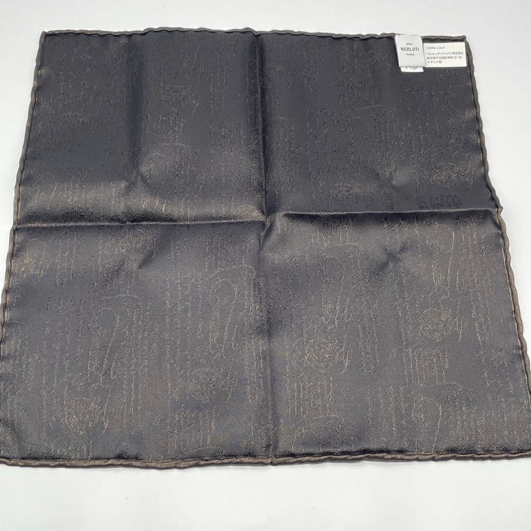 未使用　ベルルッティ BERLUTI シルク ハンカチ ブラウン フォーマル可