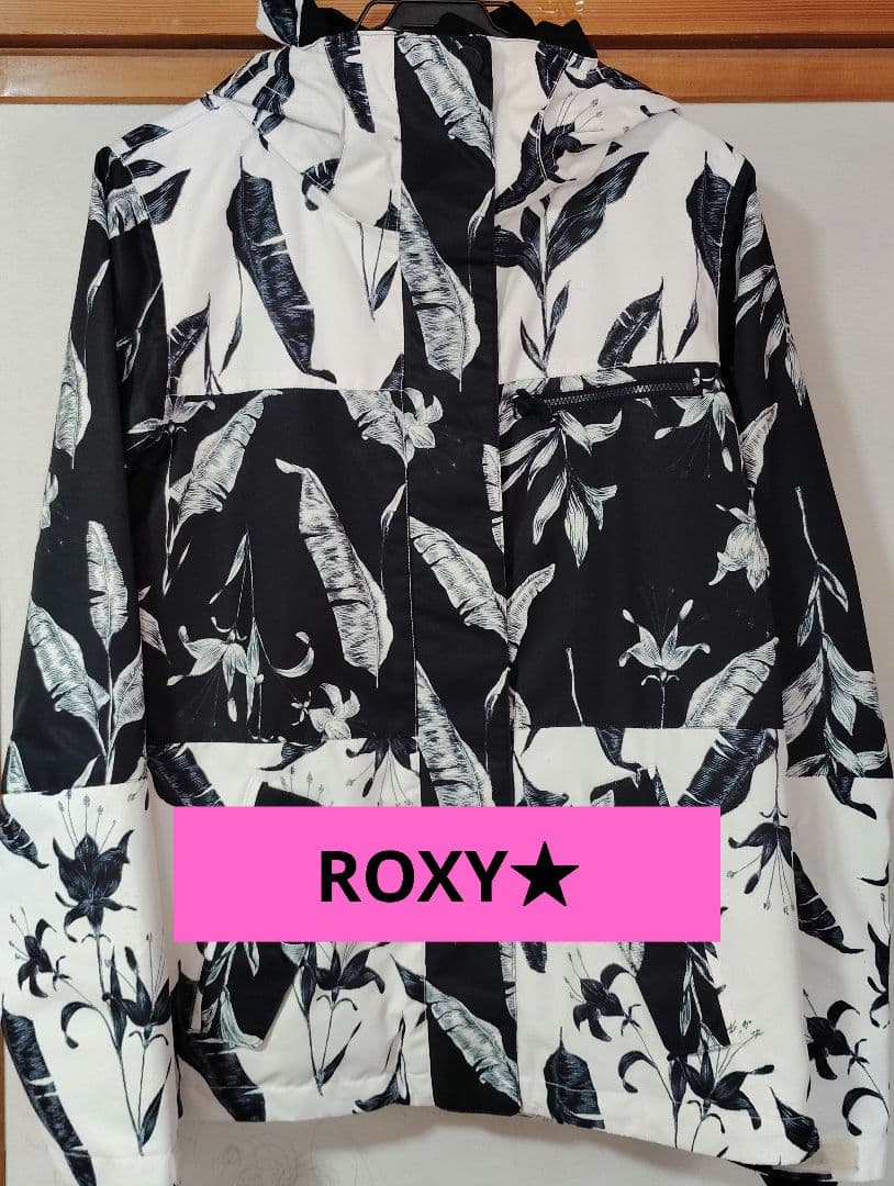 ROXY スノーボードウェア スキーウェア 白 黒 柄 Sサイズ