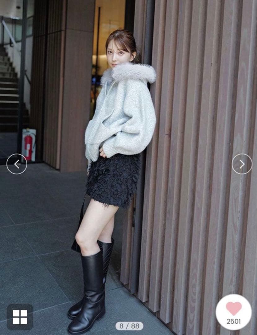 SNIDEL ファーニットフーディ USAGI ONLINE限定 GRY