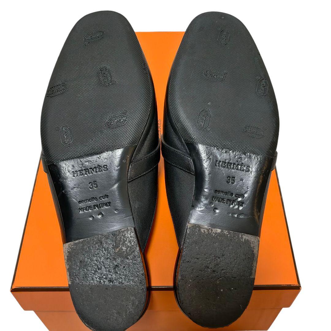 HERMES オズ ミュール 35 ピンクゴールド レザー ノワール