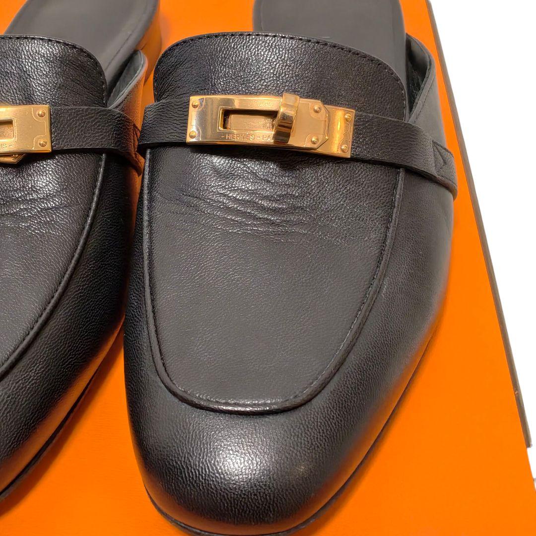 HERMES オズ ミュール 35 ピンクゴールド レザー ノワール