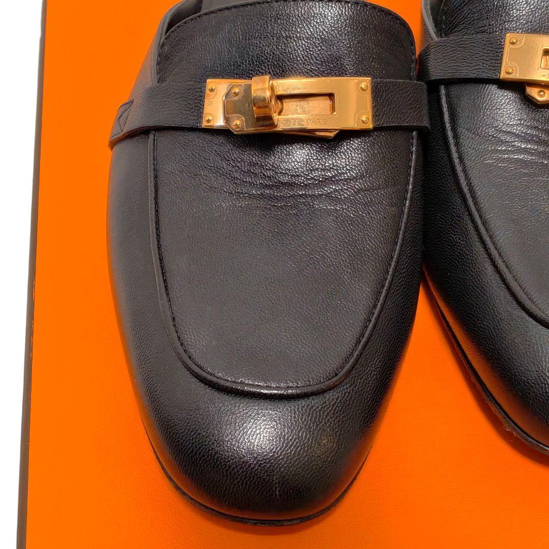 HERMES オズ ミュール 35 ピンクゴールド レザー ノワール