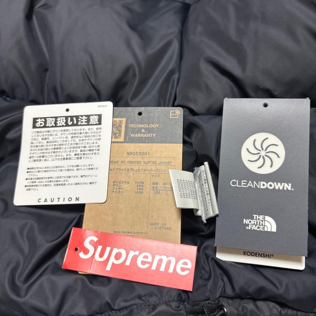Supreme ノースフェイス　ダウンジャケット　ヌプシ　黒　L 騙し絵ヌプシ