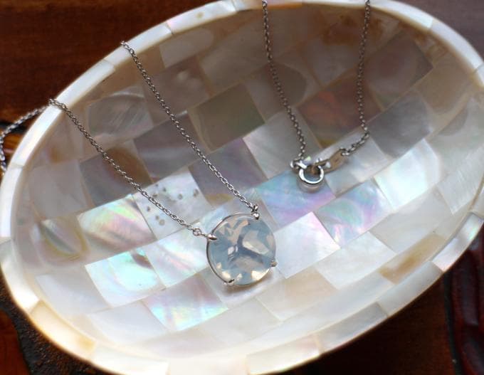 ★スタージュエリー★K18WGムーンストーンネックレス18金ホワイトゴールド