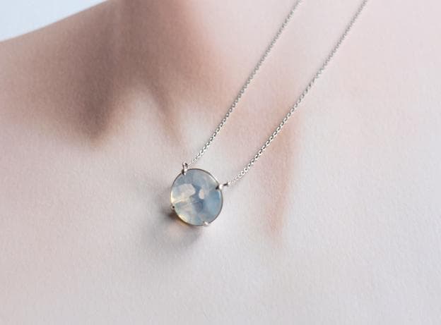 ★スタージュエリー★K18WGムーンストーンネックレス18金ホワイトゴールド