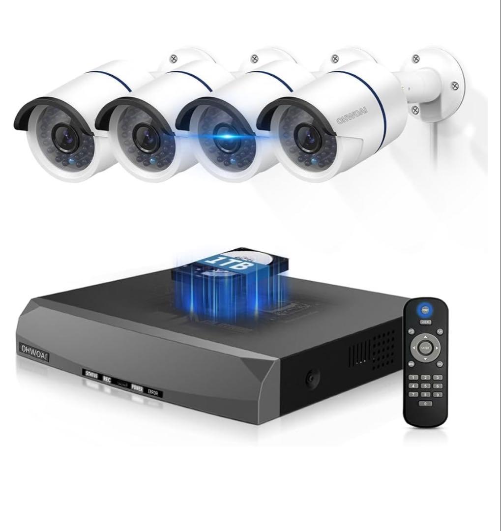 512549 OHWOAI POE防犯カメラセット 4台