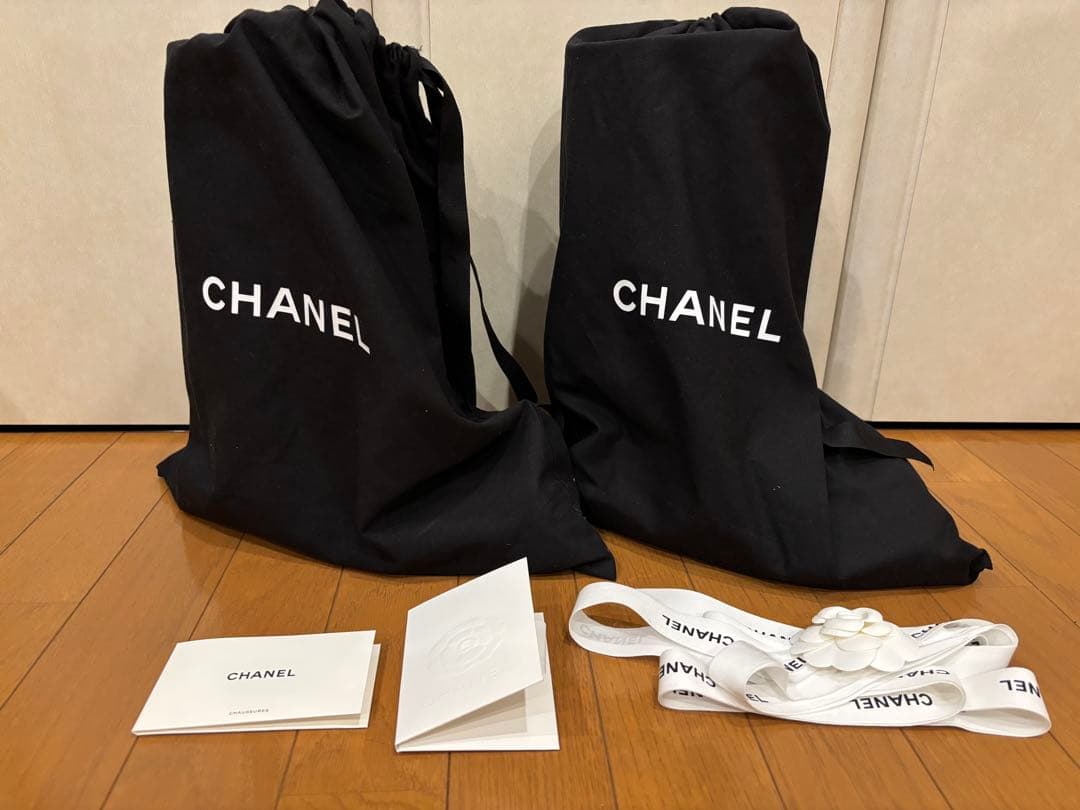 CHANEL シャネル　ラバーロング レインブーツ ハイブーツ36 試着のみ