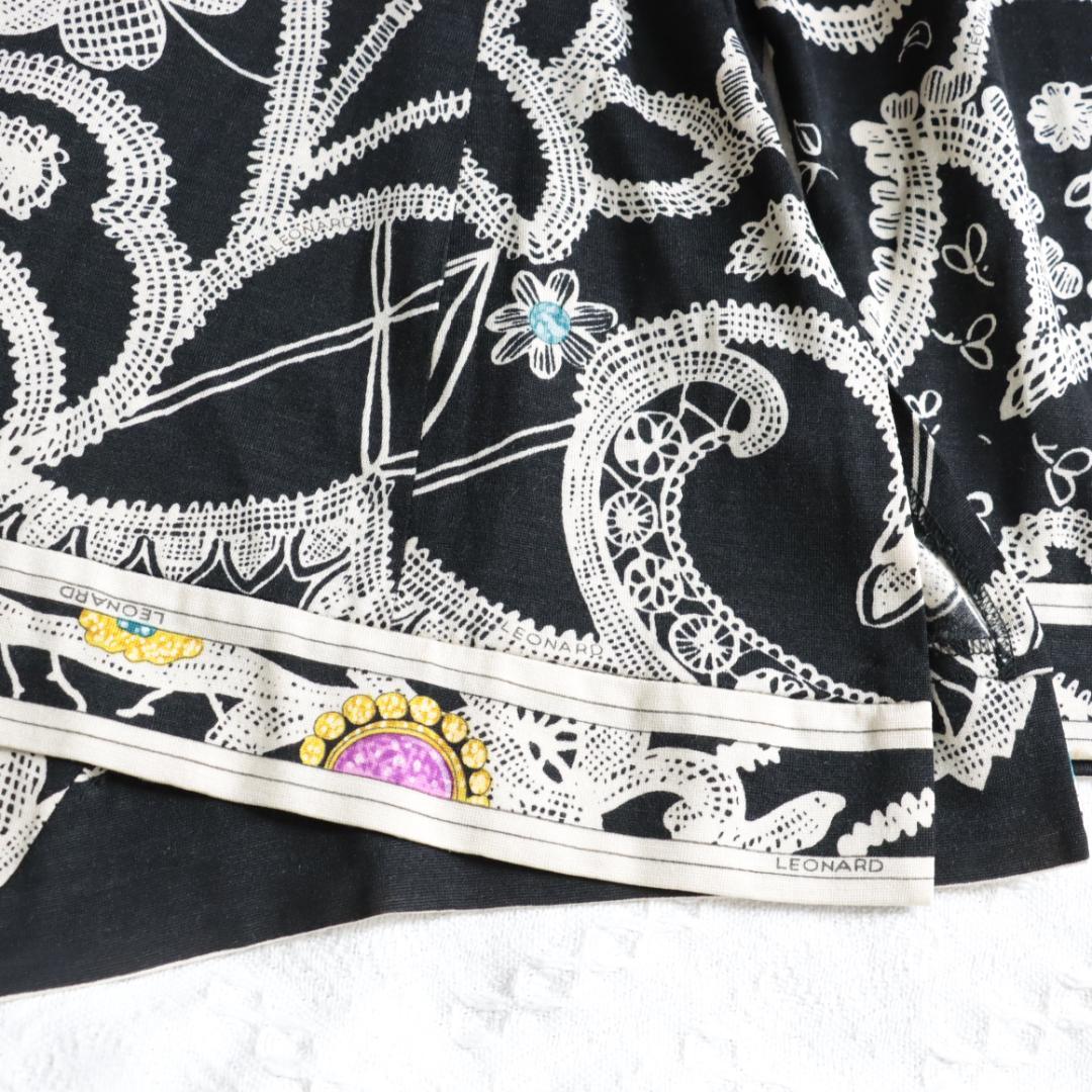 高級！レオナール　ドレスシャツ　宝石　ジュエルデザイン　フラワーチュニック