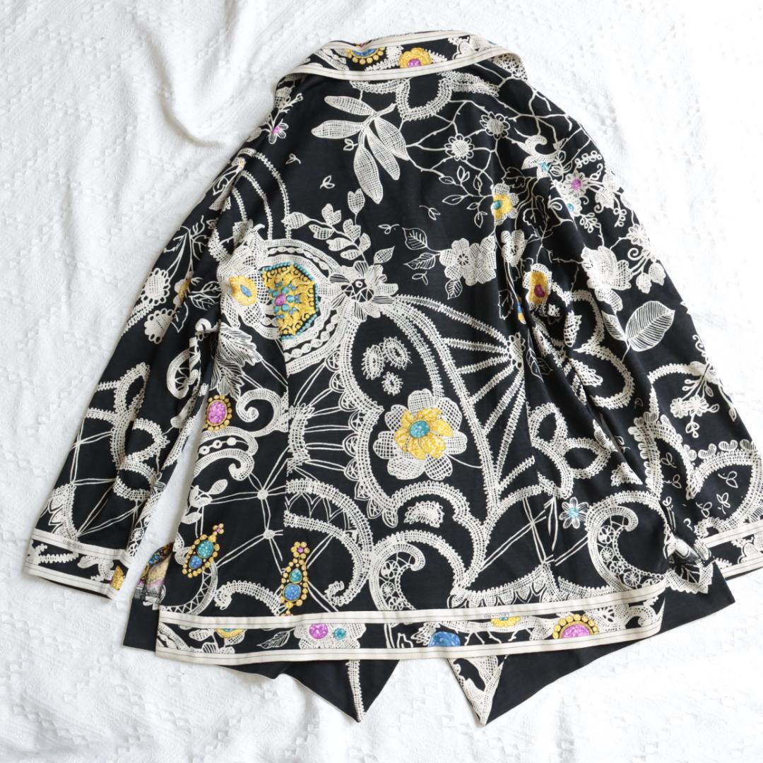 高級！レオナール　ドレスシャツ　宝石　ジュエルデザイン　フラワーチュニック