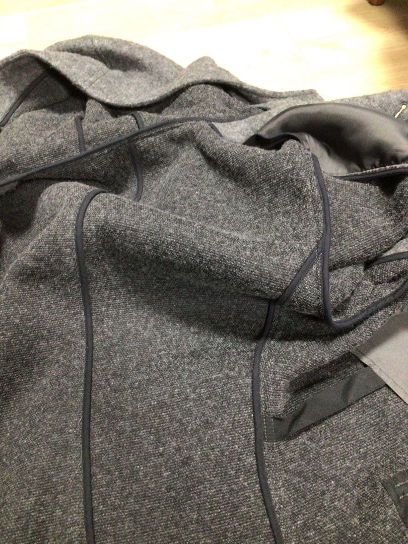 Premium Quality フード付きダッフルコート グレー