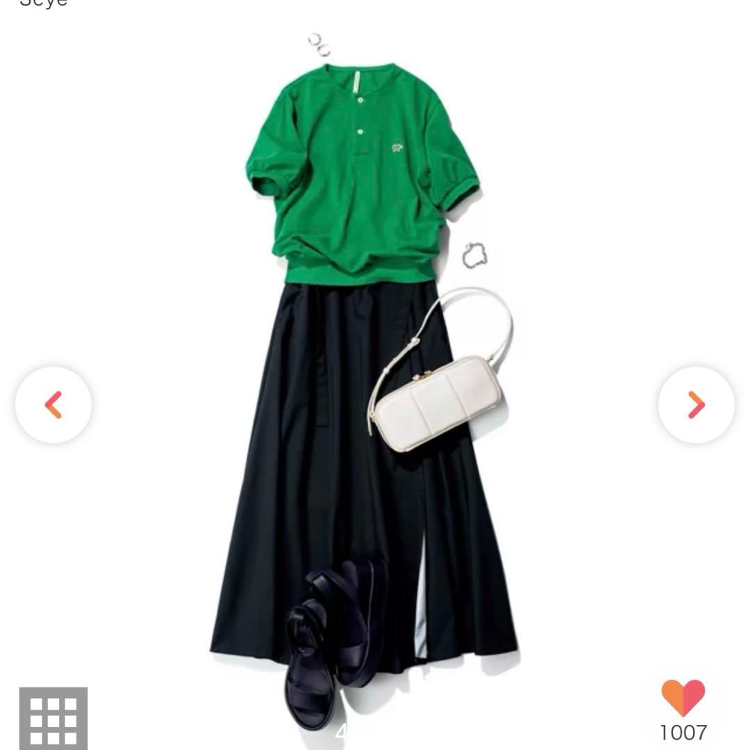 Scye×eclat 【宮崎桃代さん別注】ヘンリーネック ポロシャツ グリーン