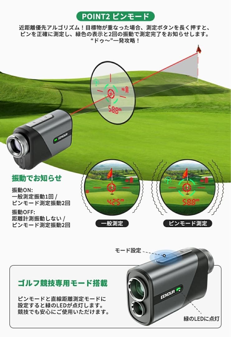 EENOUR U1000PRO+ ゴルフ レーザー距離計 ホワイト 距離計