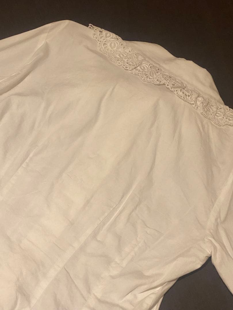 BABY ２重衿袖ピンタックブラウス オフ白 レース襟 長袖ブラウス