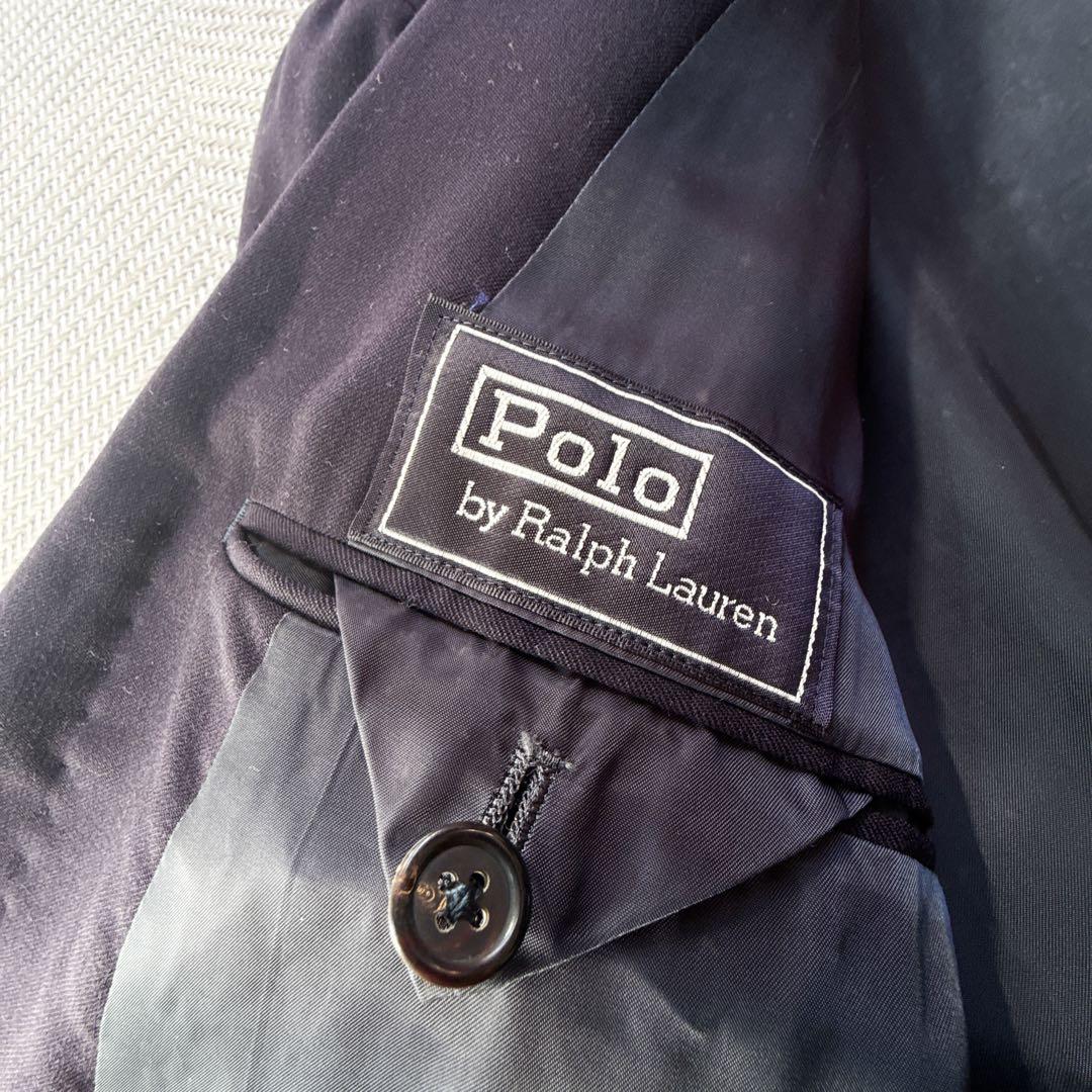ポロラルフローレン　紺ブレ　金ボタン　ダブルテーラードジャケット　メンズL
