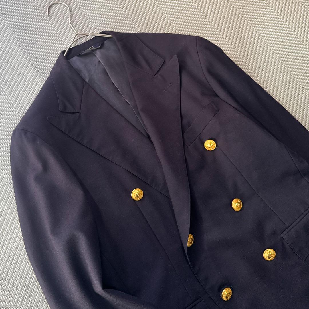 ポロラルフローレン　紺ブレ　金ボタン　ダブルテーラードジャケット　メンズL