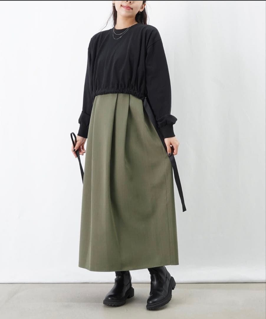 LUCA/LADY LUCK LUCA LC/LLL カット布帛切替ワンピース