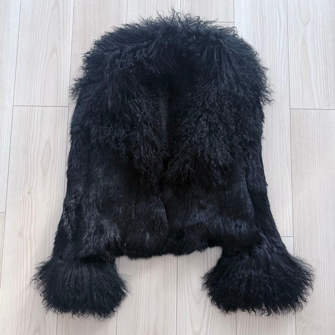 ジャケット・アウター black lamb fur jacket