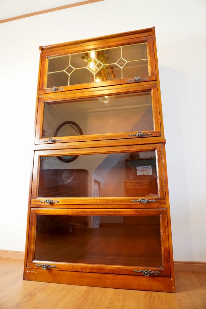 英国アンティーク調 ブックケース フラップ式扉