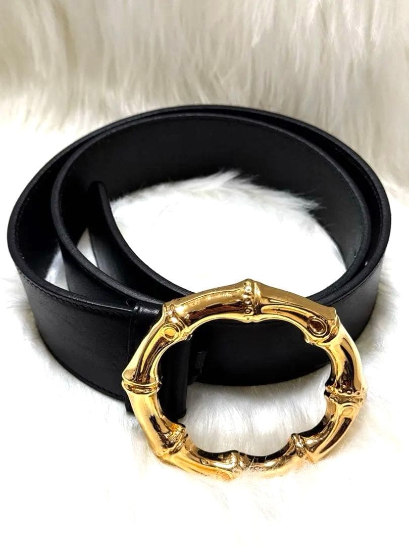 希少　GUCCI ベルト　バンブー　ブラック　ゴールド　　大幅値下げ　早い者勝ち
