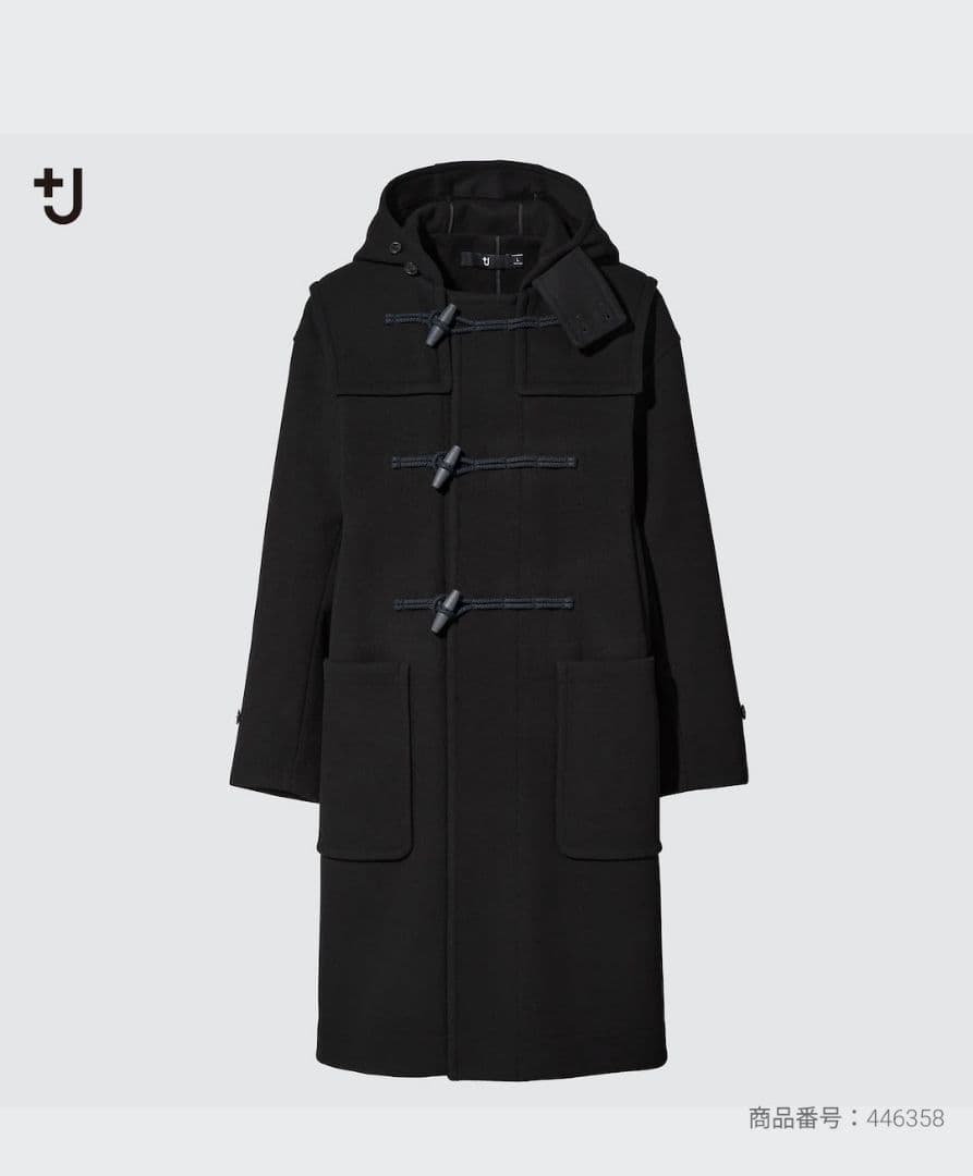 ユニクロ +J ウール ダッフルコート オーバーサイズ ブラック L