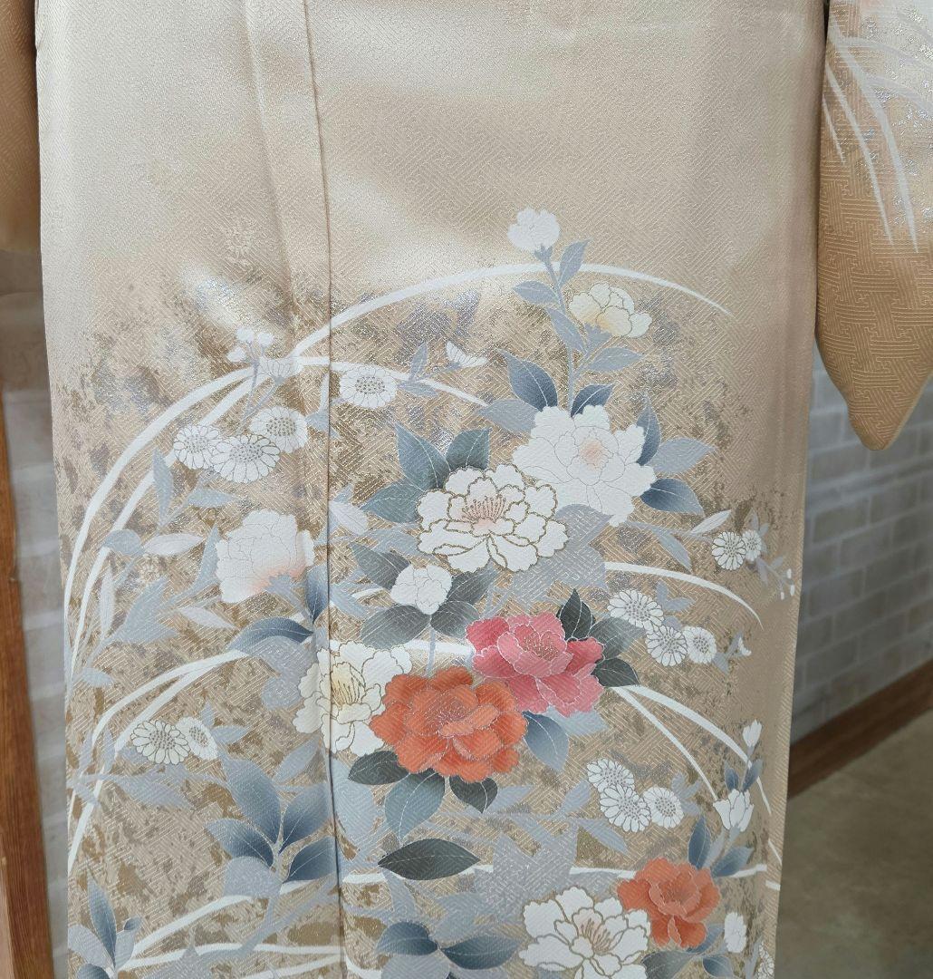 訪問着 4点フルセット、着物、袋帯、帯締め、帯揚げ トールサイズ対応