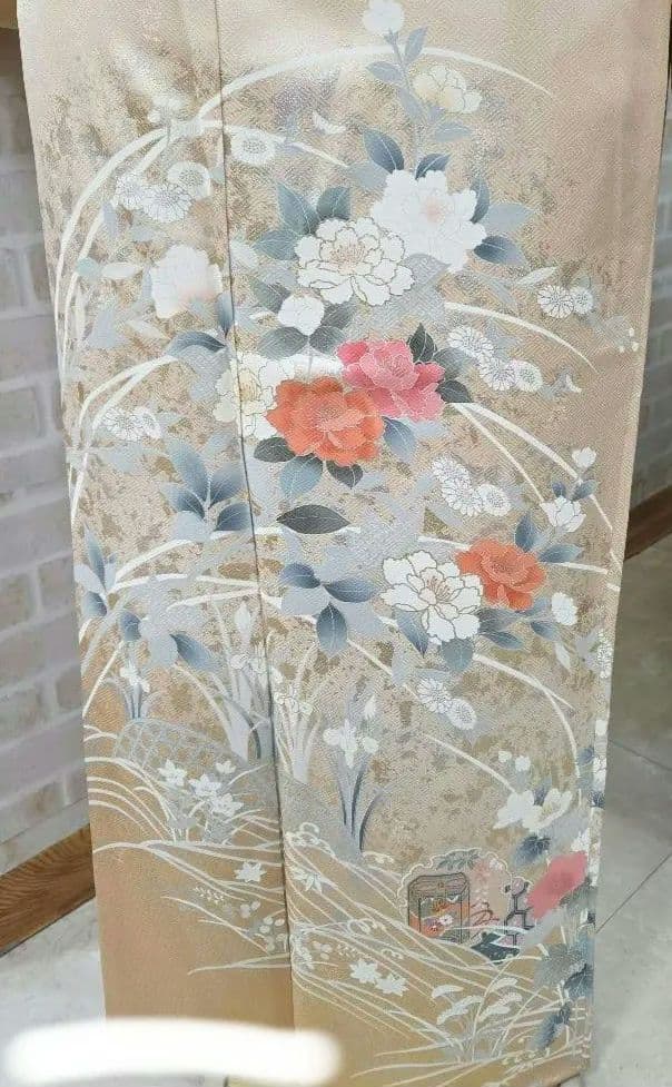 訪問着 4点フルセット、着物、袋帯、帯締め、帯揚げ トールサイズ対応