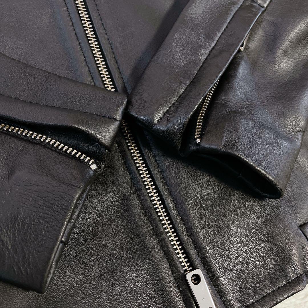 【美品】ユナイテッドトウキョウ　ラムレザー　シングルライダースジャケット　3