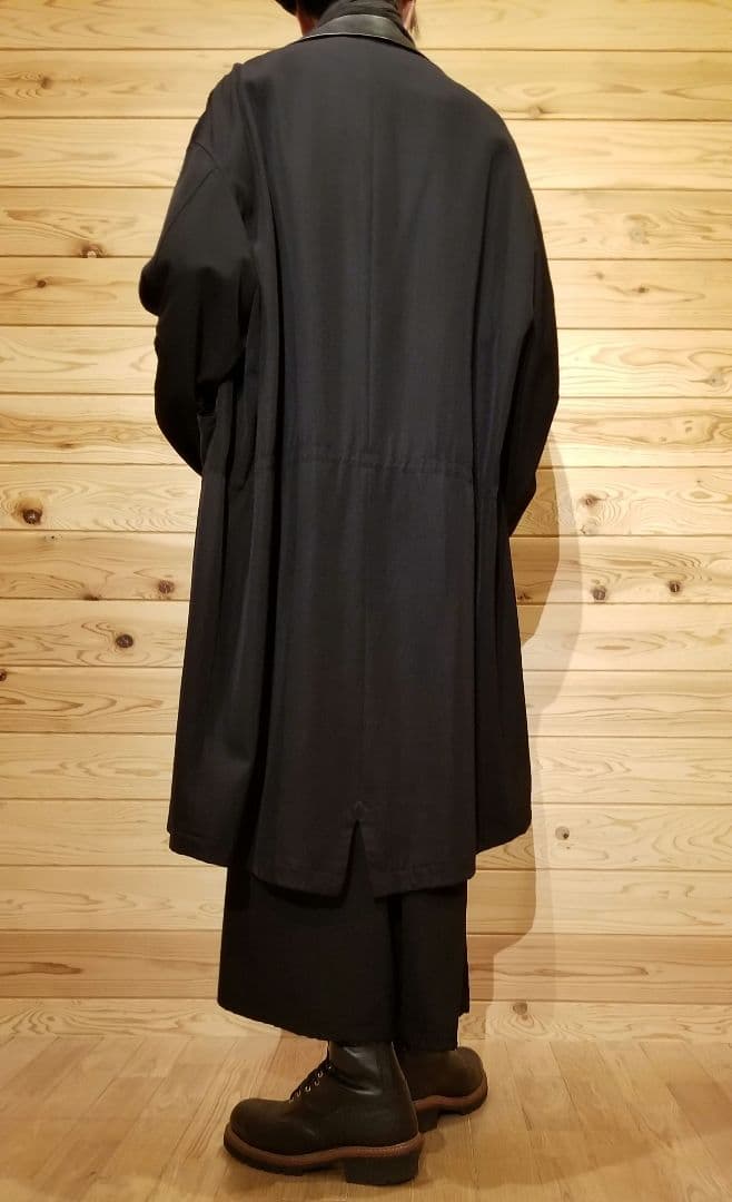 96AW　ヨウジヤマモトプールオム　襟切り替えモッズコート　ウールギャバ