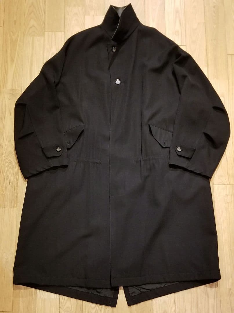 96AW　ヨウジヤマモトプールオム　襟切り替えモッズコート　ウールギャバ