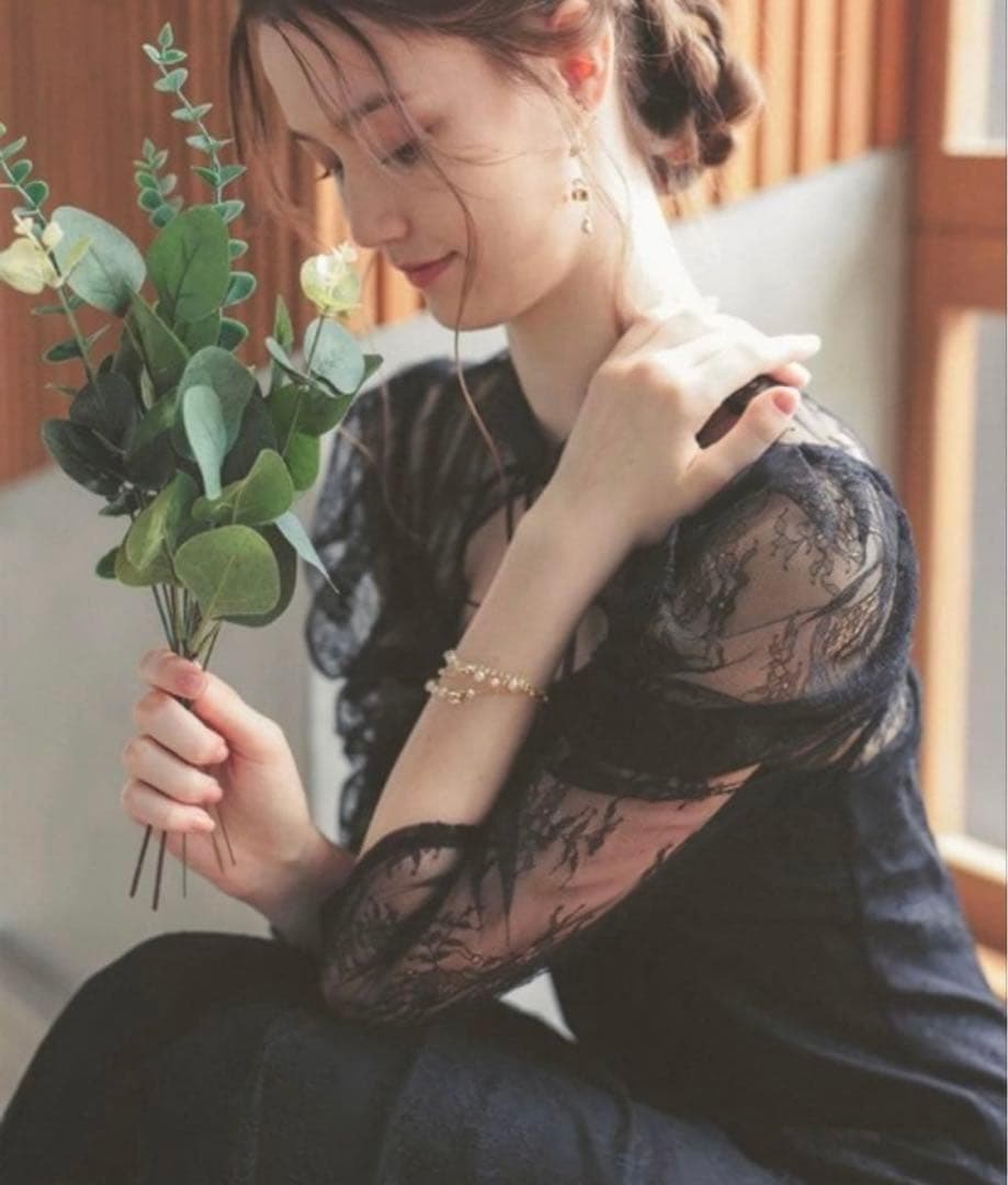 Dorry Doll ボレロレイヤーレースドレス　ブラック　結婚式　お呼ばれ M