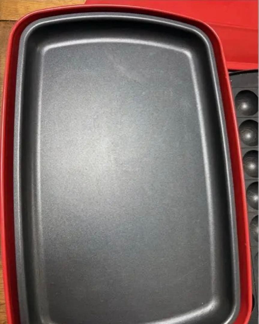 数回使用BRUNOブルーノホットプレート赤たこ焼平面プレート新品仕切り鍋セット