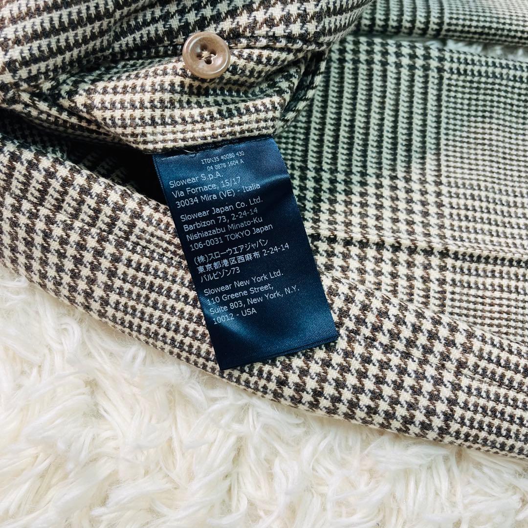 INCOTEX SLIMFIT Glen Check slacks 50 茶