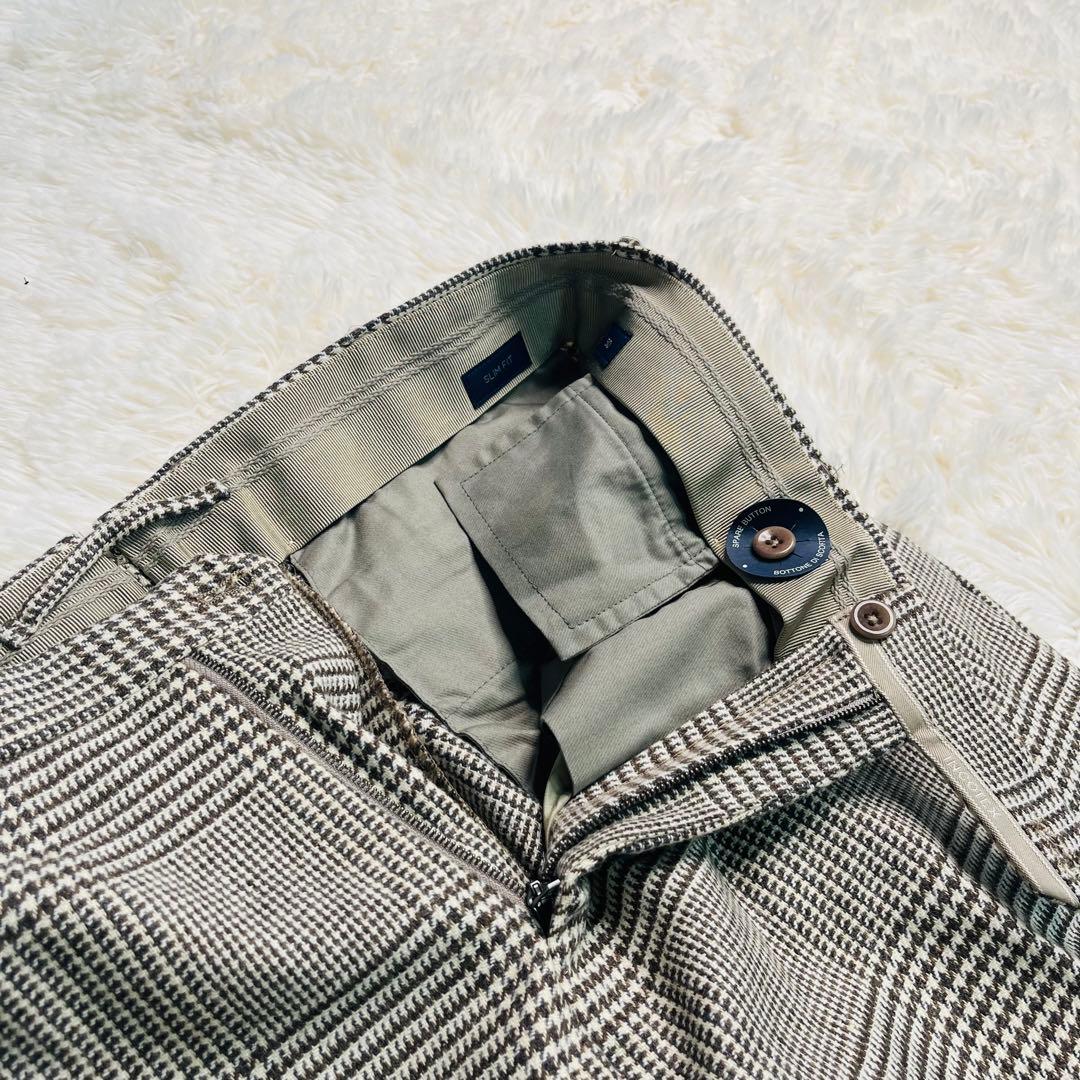 INCOTEX SLIMFIT Glen Check slacks 50 茶