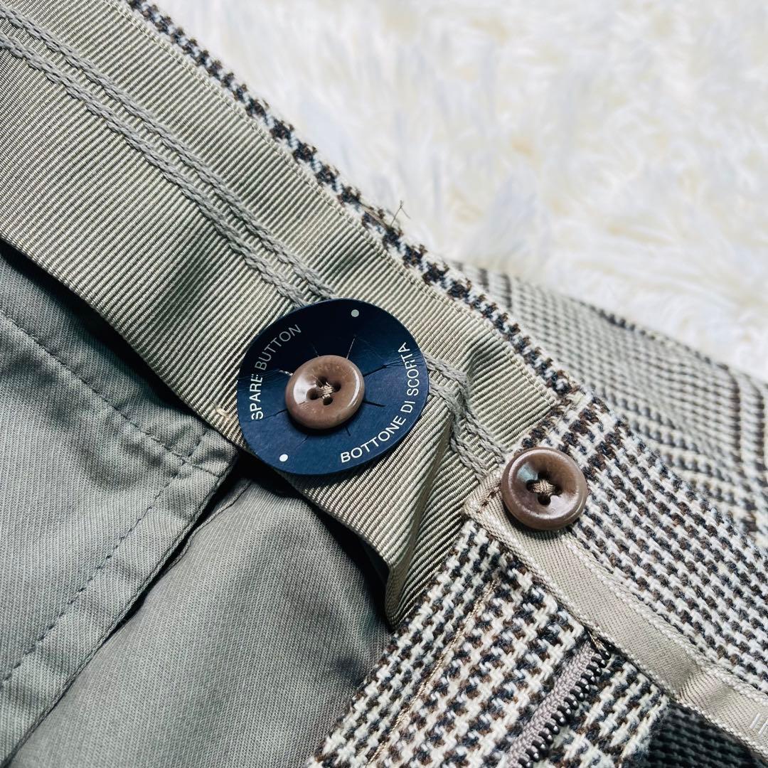 INCOTEX SLIMFIT Glen Check slacks 50 茶