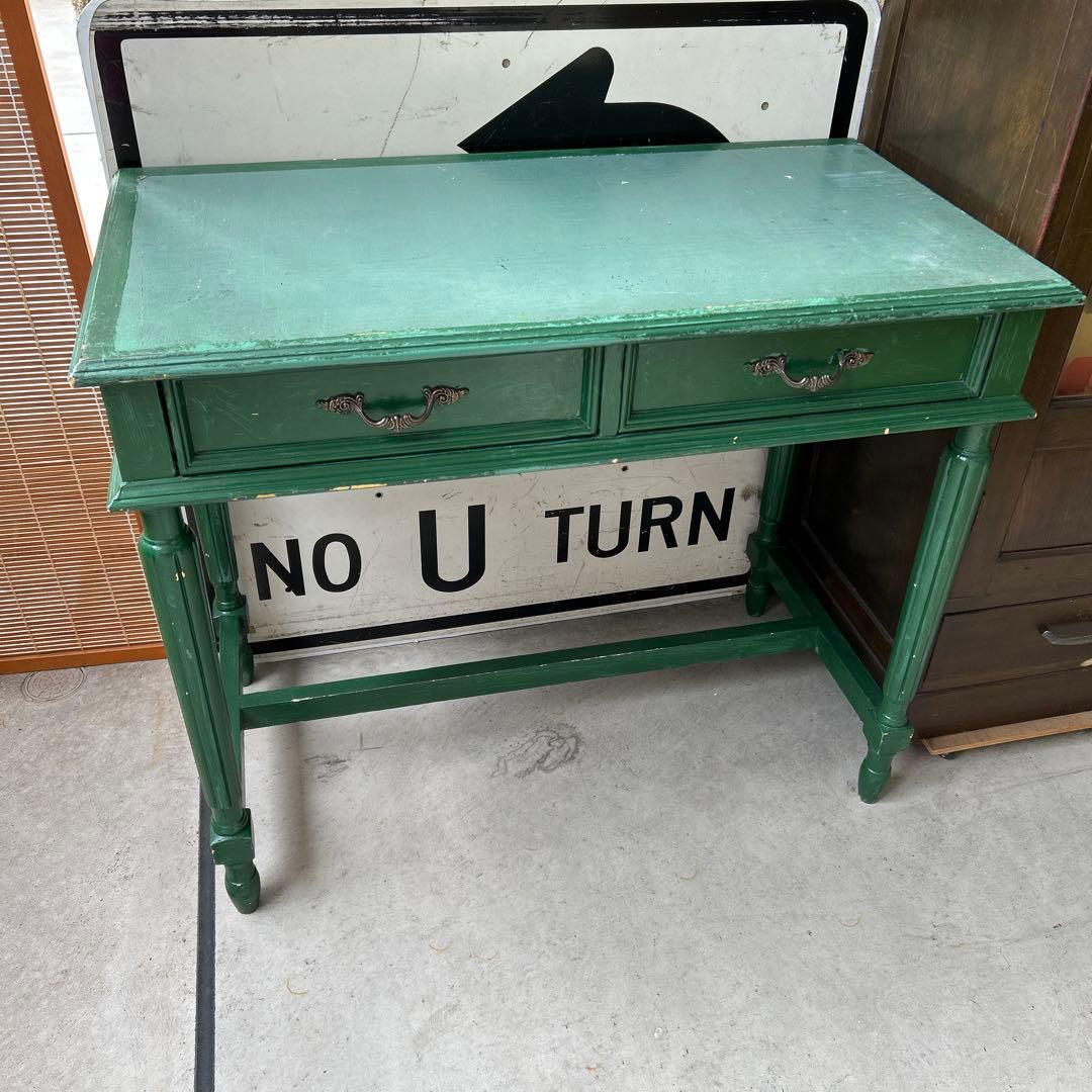 ヴィンテージ アメリカンデスク 机 レトロ 蚤の市 アンティーク 店舗什器 緑