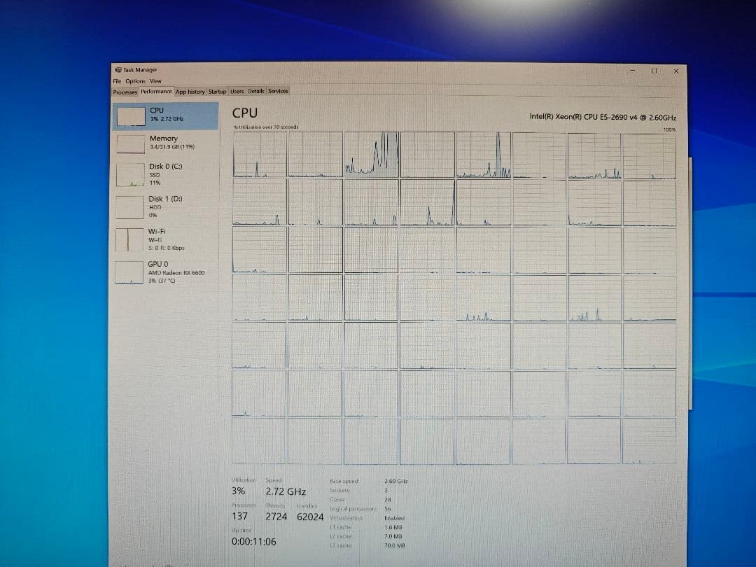 ワークステーション HP Z640 dual xeon 2690V4 RX6600 Ram 96GB