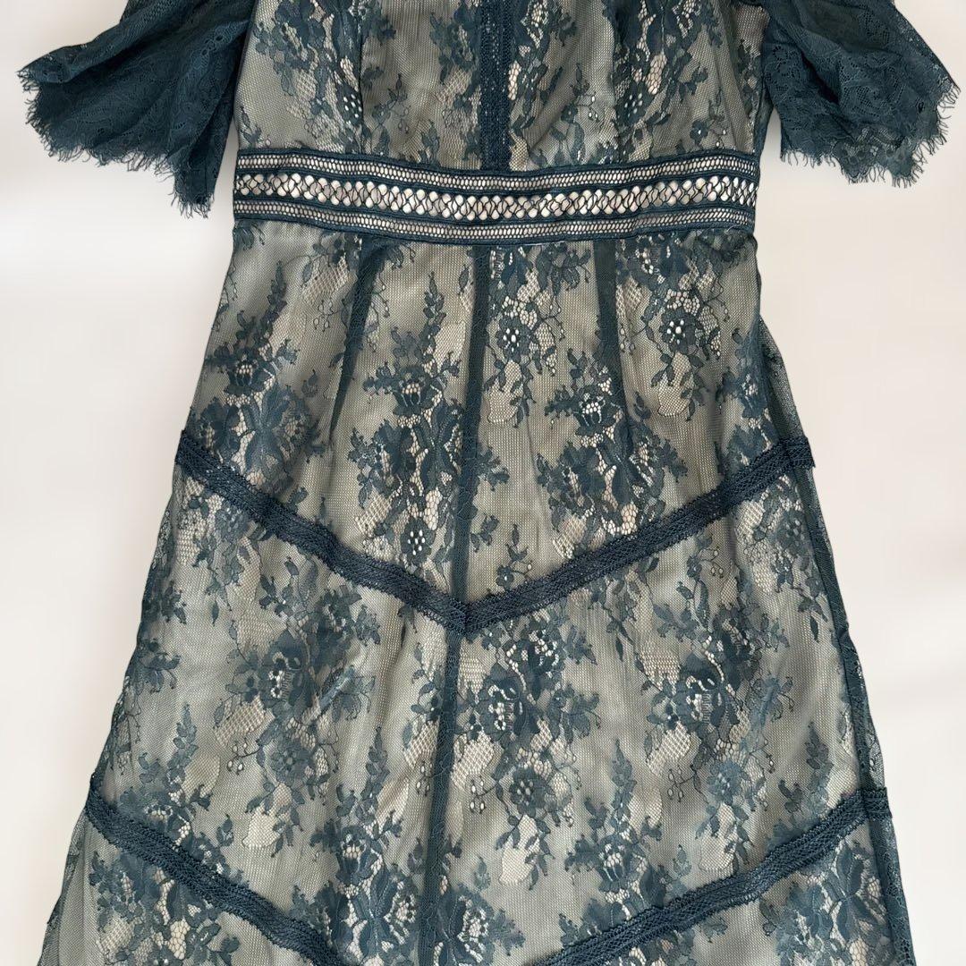 【美品】Dorry doll ショルダーギャザーラッセルレースワンピース　M