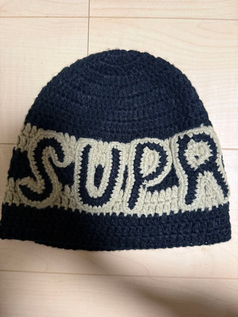 Supreme ニット帽 ブラック/ベージュ