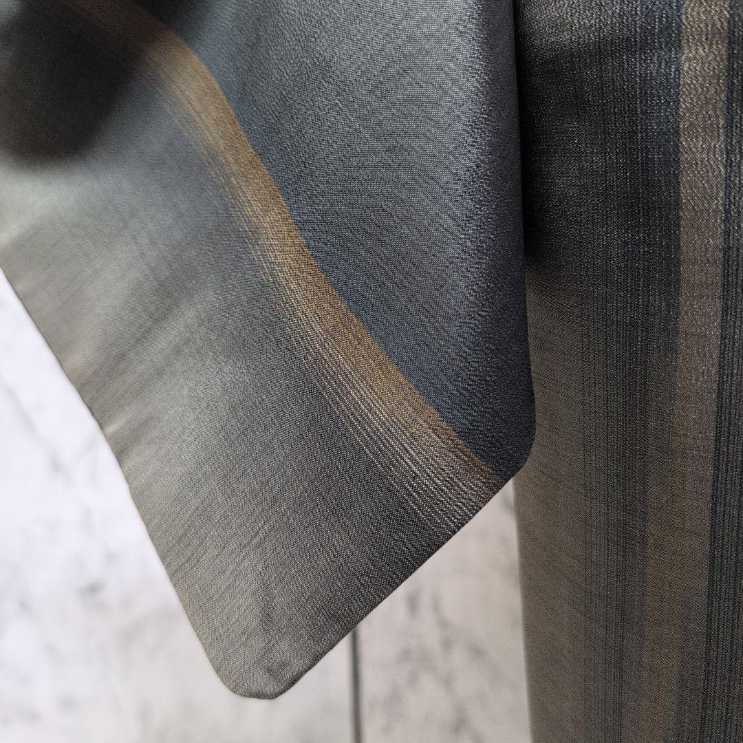 正絹大島紬小紋着物 　ストライプ　モスグリーン系色々