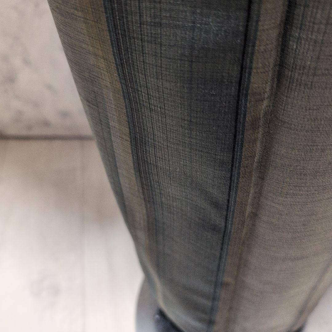 正絹大島紬小紋着物 　ストライプ　モスグリーン系色々