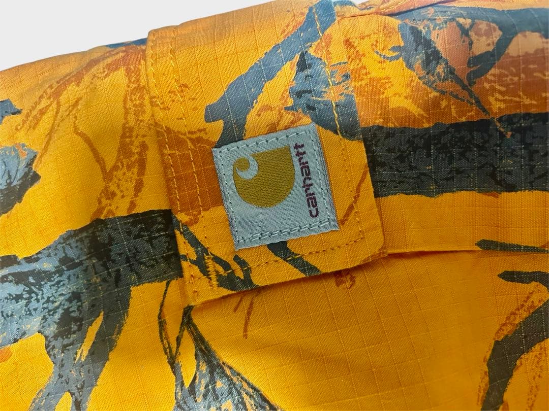 希少 Carhartt オレンジ ワークパンツ 木の枝と鳥プリント30/32