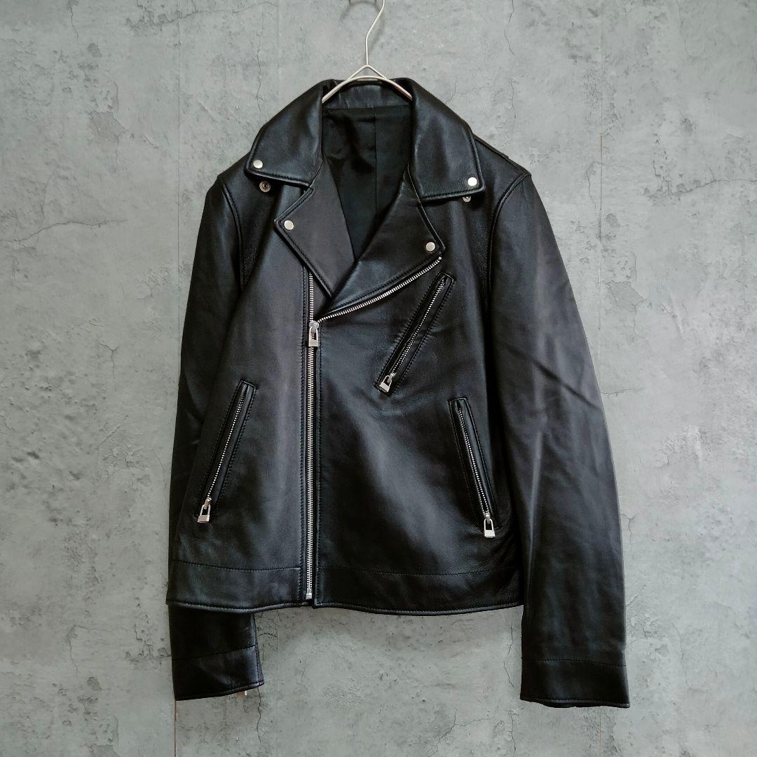 美品　アテニア　ラムレザー　ライダース　シングル　革ジャン　ブラック 9号　M
