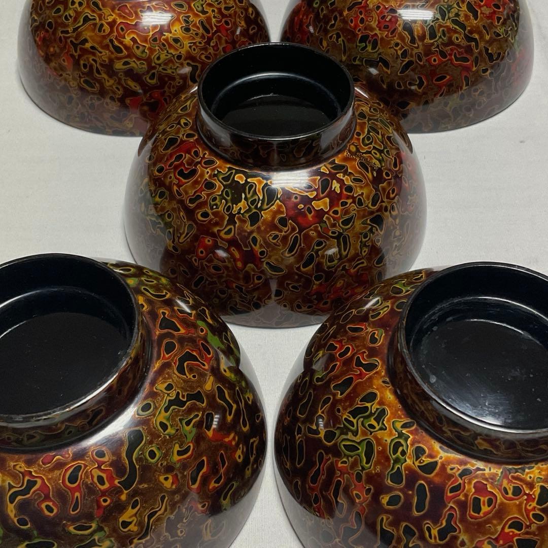 津軽塗り お椀5客セット 和食器 漆器 汁椀 ヴィンテージ