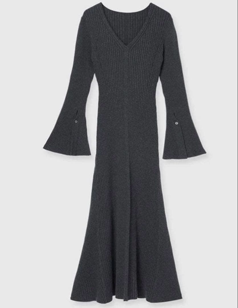 anuans セミマーメイドニットワンピース　チャコールグレイ