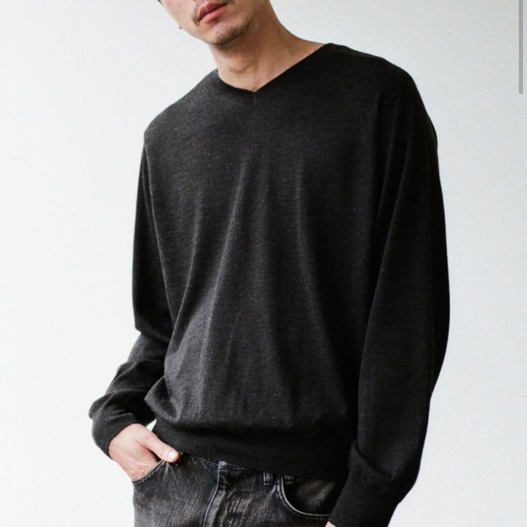 LIDNM リドム　W/Si/Ca 18G V Neck Knit