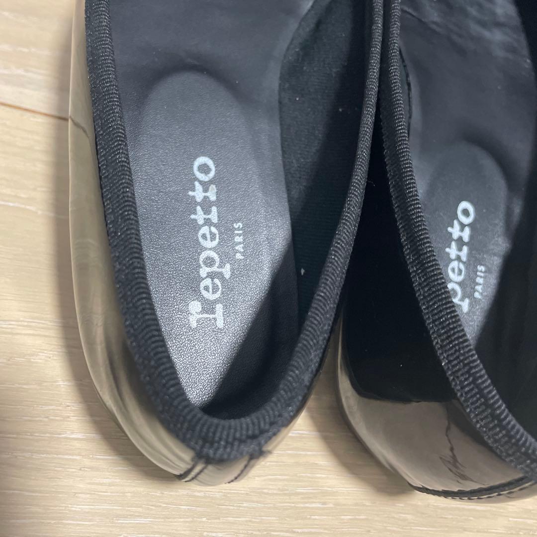 美品レペット バレエシューズ ポインテッドトゥ JUNON エナメル37.5 黒